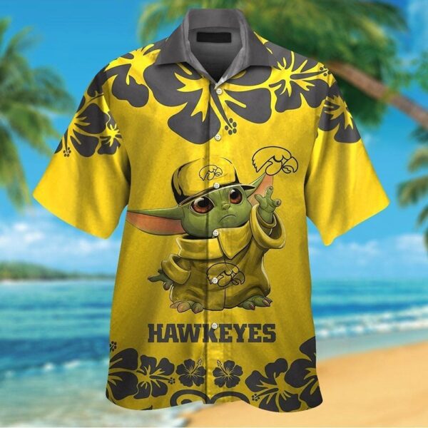 Iowa Hawkeyes Baby Yoda Tropical Hawaiian Shirt For Men And Women