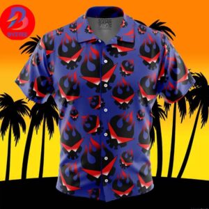 Kamina?s Great Flaming Skull Tengen Toppa Gurren Lagann For Men And Women In Summer Vacation Button Up Hawaiian Shirt