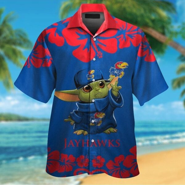 Kansas Jayhawks Baby Yoda Tropical Hawaiian Shirt For Men And Women