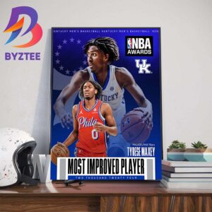Kentucky Wildcats Mens Basketball x Tyrese Maxey Winner Most Improved Player 2024 Home Decor Poster Canvas