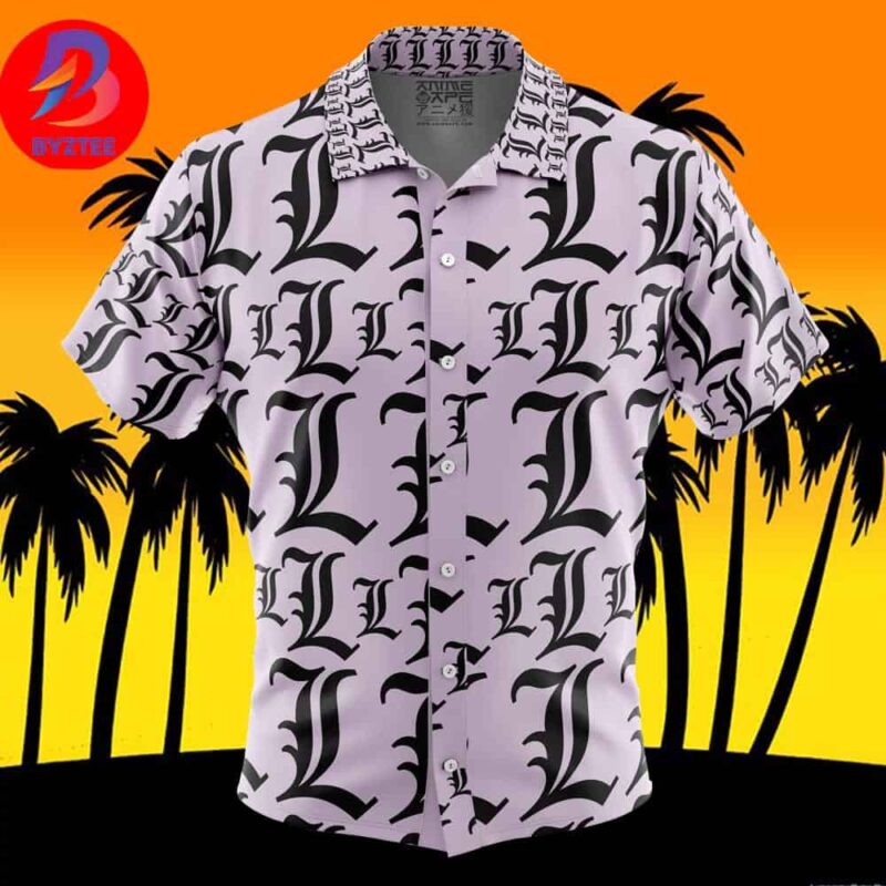 L Symbol Death Note For Men And Women In Summer Vacation Button Up