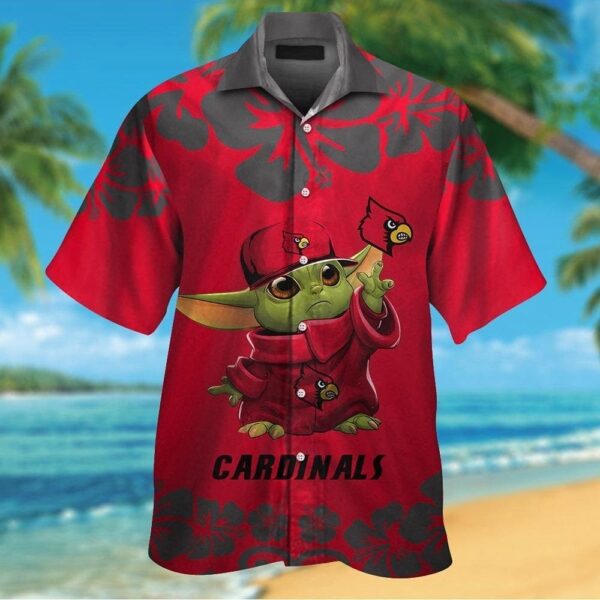 Louisville Cardinals Baby Yoda Tropical Hawaiian Shirt For Men And Women