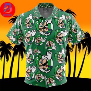 Luigi Super Mario For Men And Women In Summer Vacation Button Up Hawaiian Shirt