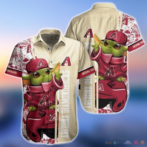MLB Arizona Diamondbacks Red Gold Baby Yoda Hawaiian Shirt For Men And Women