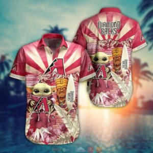 MLB Arizona Diamondbacks Red Gold Baby Yoda New Design Hawaiian Shirt For Men And Women