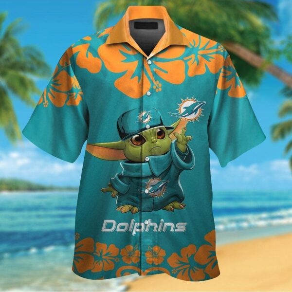 Miami Dolphins Baby Yoda Star Wars Tropical Hawaiian Shirt For Men And Women