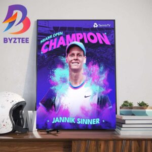 Miami Open 2024 Mens Singles Champion is Jannik Sinner Wall Decor Poster Canvas