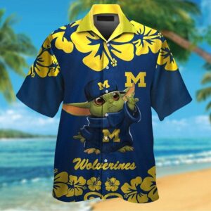 Michigan Wolverines Baby Yoda Tropical Hawaiian Shirt For Men And Women