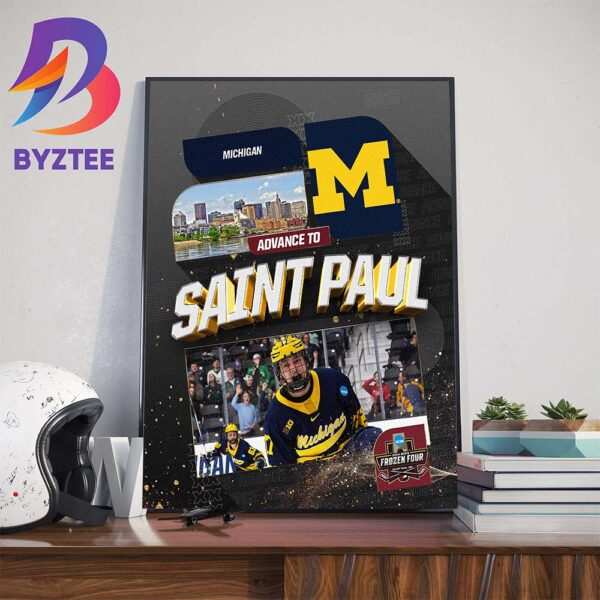 Michigan Wolverines Mens Ice Hockey Is Going Back To NCAA 2024 Mens Frozen Four At Saint Paul Wall Decor Poster Canvas