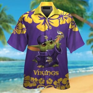 Minnesota Vikings Baby Yoda Tropical Hawaiian Shirt For Men And Women