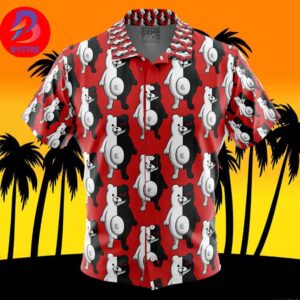 Monokuma Danganronpa For Men And Women In Summer Vacation Button Up Hawaiian Shirt