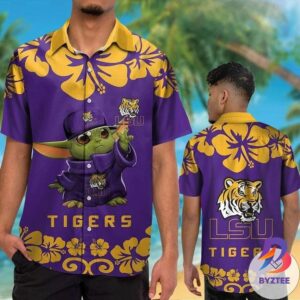 NCAA LSU Tigers Baby Yoda Trendy Aloha Hawaiian Shirt For Men And Women