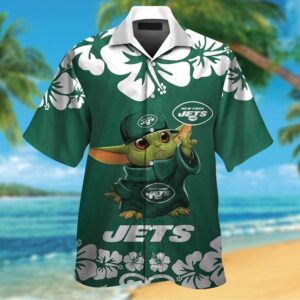 New York Jets Baby Yoda Tropical Hawaiian Shirt For Men And Women