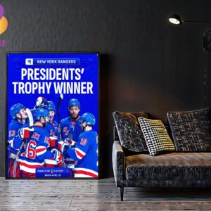 New York Rangers Presidents Trophy Winner Stanley Cup Playoffs 2024 NHL Home Decor Poster Canvas