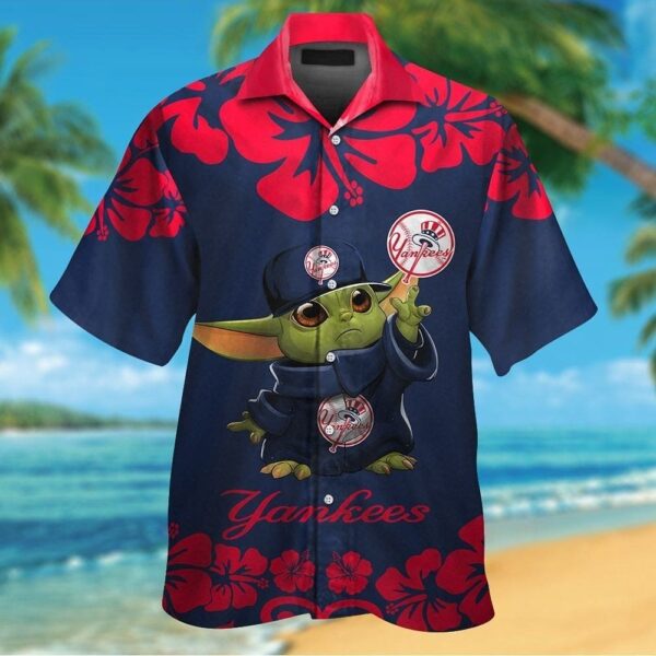 New York Yankees Baby Yoda Tropical Hawaiian Shirt For Men And Women
