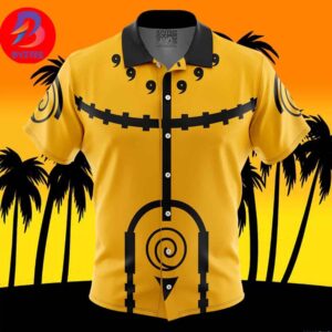 Nine-Tails Chakra Mode Naruto For Men And Women In Summer Vacation Button Up Hawaiian Shirt