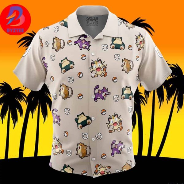 Normal Type Pattern Pokemon For Men And Women In Summer Vacation Button Up Hawaiian Shirt