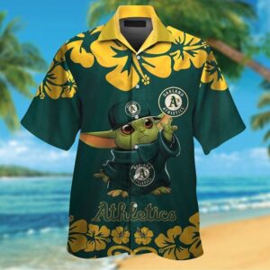 Oakland Athletics Baby Yoda Tropical Aloha Hawaiian Shirt For Men And Women