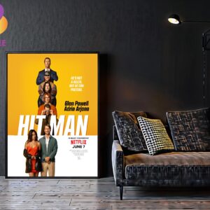 Official Poster Hitman He Is Not A Killer But He Can Pretend Starring Glen Powell And Adria Arjona On June 7th 2024 Netflix Home Decor Poster Canvas