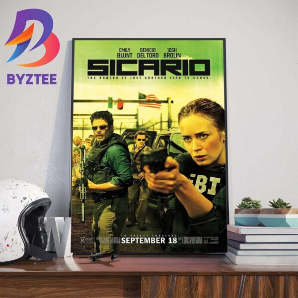 Official Poster Sicario The Border Is Just Another Line To Cross Wall Decor Poster Canvas