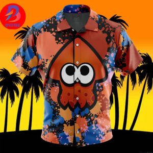 Orange Squid Aloha Splatoon For Men And Women In Summer Vacation Button Up Hawaiian Shirt