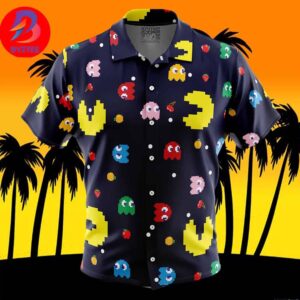 Pac Man Pattern For Men And Women In Summer Vacation Button Up Hawaiian Shirt