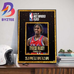 Philadelphia 76ers Guard Tyrese Maxey Is The 2024 Kia NBA Most Improved Player MIP Home Decor Poster Canvas