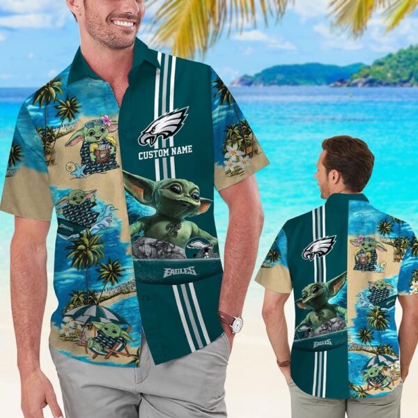 Philadelphia Eagles Baby Yoda Tropical Aloha Hawaiian Shirt For Men And Women