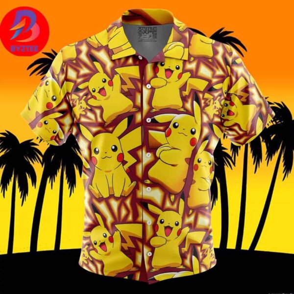 Pikachu Pokemon For Men And Women In Summer Vacation Button Up Hawaiian Shirt