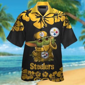 Pittsburg Steelers Baby Yoda Star Wars Tropical Aloha Hawaiian Shirt For Men And Women