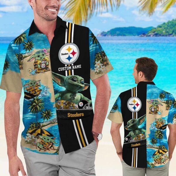 Pittsburg Steelers Baby Yoda Tropical Aloha Hawaiian Shirt For Men And Women