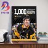 Pittsburgh Penguins Sidney Crosby Becomes The 14th Player Of All-Time To Reach 1000 Assists Home Decor Poster Canvas