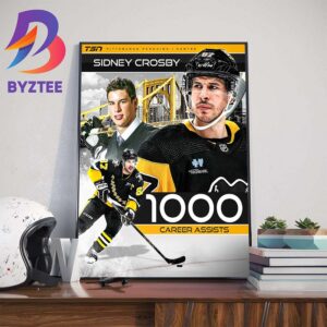 Pittsburgh Penguins Sidney Crosby Becomes The 14th Player Of All-Time To Reach 1000 Assists Home Decor Poster Canvas