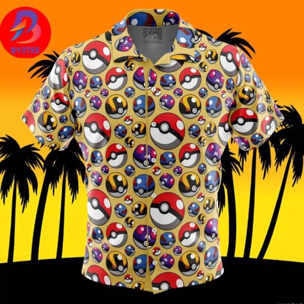 Poke Balls Pokemon For Men And Women In Summer Vacation Button Up Hawaiian Shirt