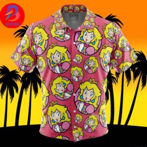 Princess Peach Super Mario For Men And Women In Summer Vacation Button Up Hawaiian Shirt