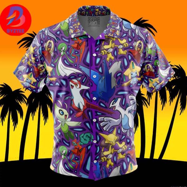 Psychic Type Pokemon Pokemon For Men And Women In Summer Vacation Button Up Hawaiian Shirt