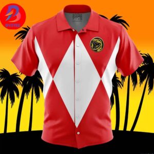 Red Ranger Mighty Morphin Power Rangers For Men And Women In Summer Vacation Button Up Hawaiian Shirt