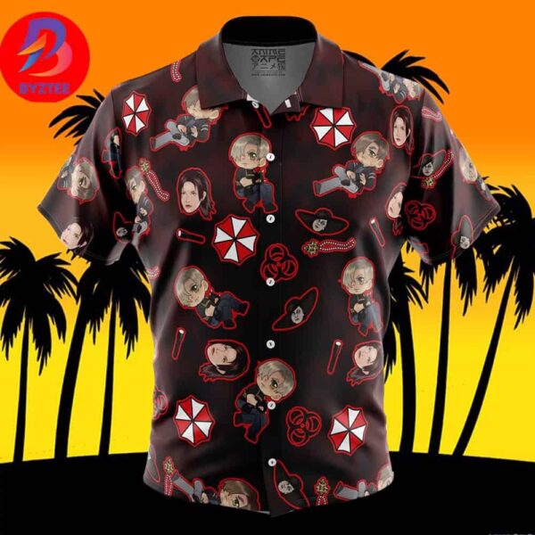 Resident Evil Pattern Gaming For Men And Women In Summer Vacation Button Up Hawaiian Shirt