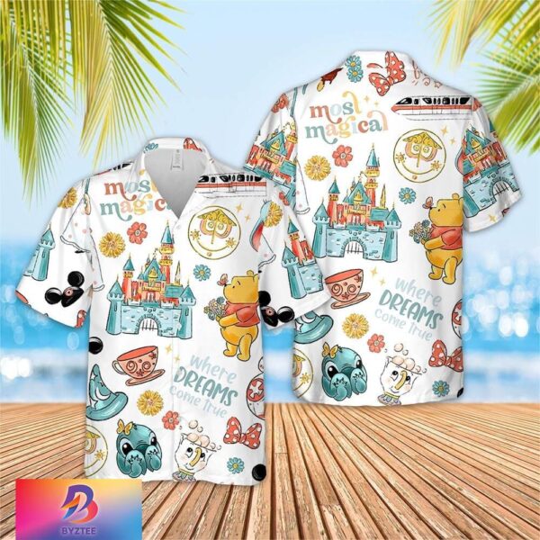 Retro Disney Spring Castle Boo Peep Stitch Pooh Floral Star Wars Minnie Ears Tropical Aloha Hawaiian Shirt For Men And Women