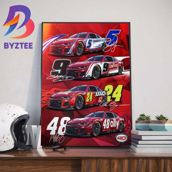 Ruby Red Martinsville Speedway For 40th Anniversary Of Hendrick Motorsports Home Decor Poster Canvas