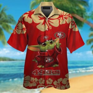 San Francisco 49ers Baby Yoda Tropical Aloha Hawaiian Shirt For Men And Women