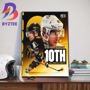 Sidney Crosby 10th All-Time Points List In NHL With 1000th Career Assist Home Decor Poster Canvas