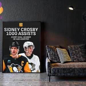 Sidney Crosby Pittsburgh Penguins 1000 Assists Every Goal-Scorer He Has Assisted NHL Home Decor Poster Canvas