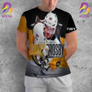 Sidney Crosby Pittsburgh Penguins 1590 Points 10th All-Time In Points In NHL History All Over Print Shirt