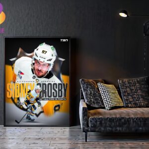 Sidney Crosby Pittsburgh Penguins 1590 Points 10th All-Time In Points In NHL History Home Decor Poster Canvas