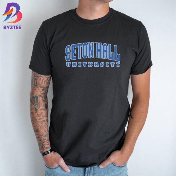 Simple Blue Text Seton Hall University Mens Basketball 2024 Unisex T-Shirt