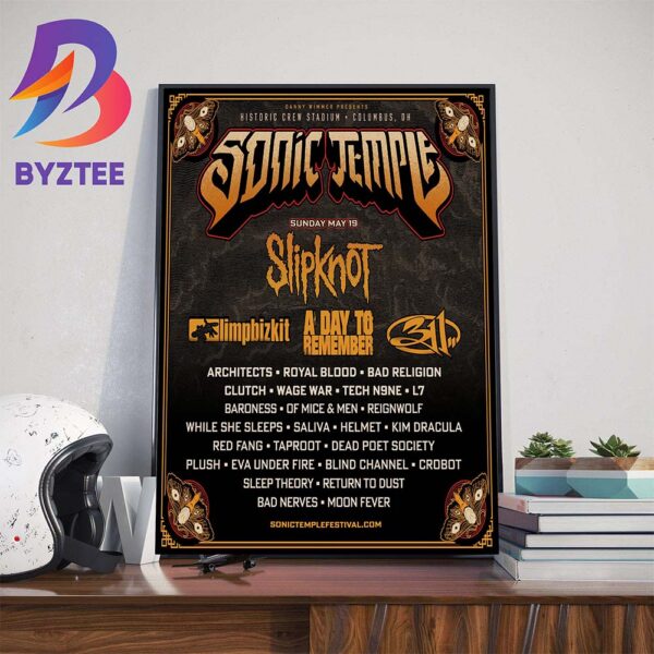 Sonic Temple Festival With Slipknot Limp Bizkit A Day To Remember 311 And A Stellar Lineup Of Artists Official Poster Wall Decor Poster Canvas