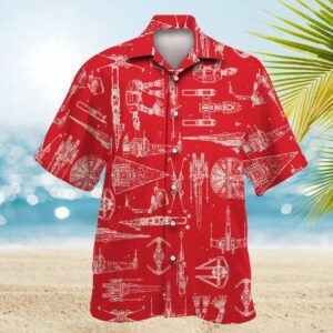Space Ships Star Wars Red Tropical Aloha Hawaiian Shirt For Men And Women