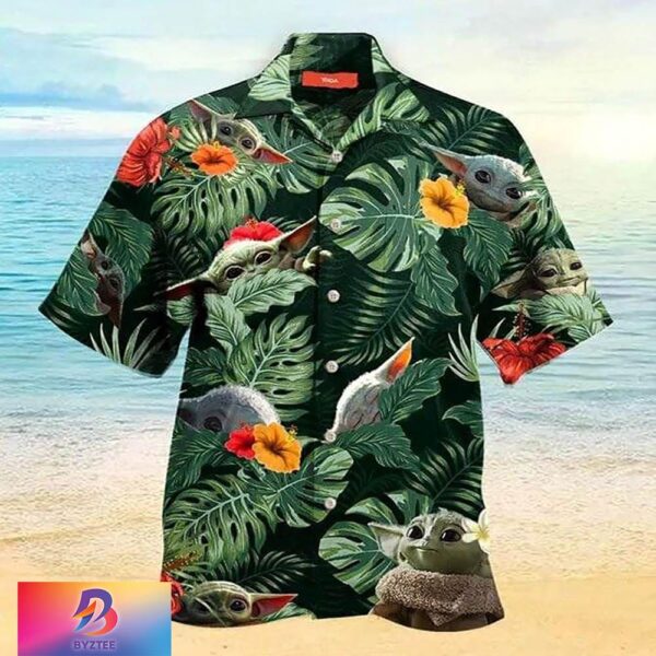 Star Wars Baby Yoda Floral Summer Holiday Family Tropical Aloha Hawaiian Shirt For Men And Women