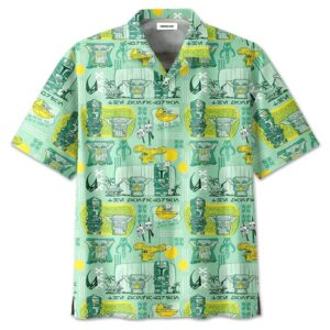 Star Wars Hawaii Shirt Baby Yoda Mandalorian Tiki Style Green Tropical Aloha Hawaiian Shirt For Men And Women